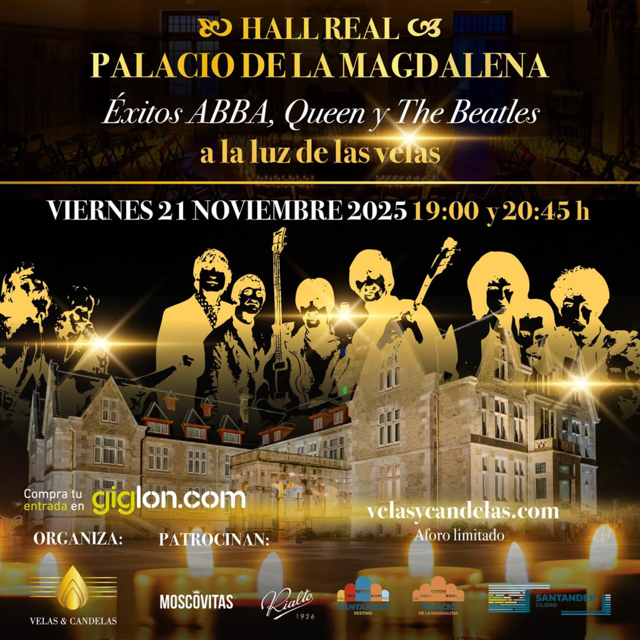 Éxitos de ABBA. Queen y The Beatles a la luz de las velas