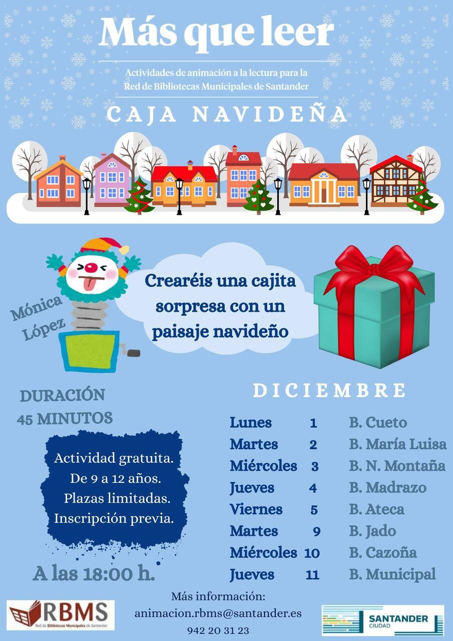 "Más que leer", actividades de animación a la lectura: "Caja Navideña"
