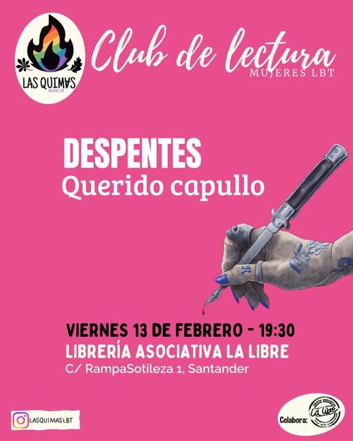 Club de lectura para mujeres LBT: "Querido Capullo", de Virginie Despentes