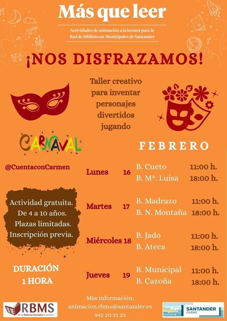 "Más que leer", actividades de animación a la lectura: "¡Nos disfrazamos!"