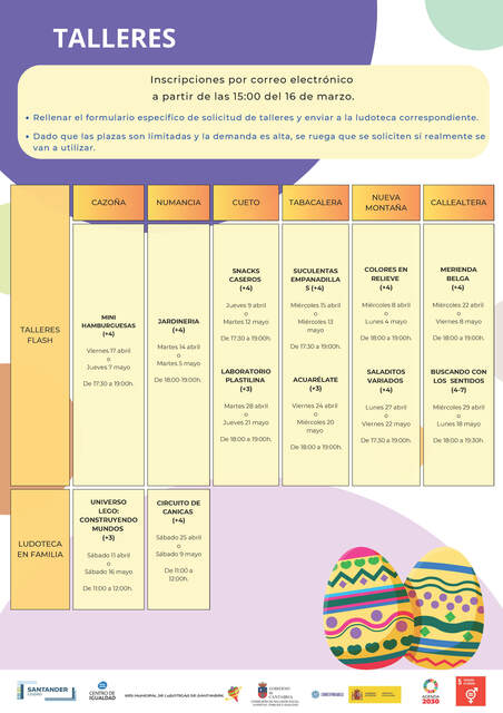 Talleres creativos en las ludotecas municipales