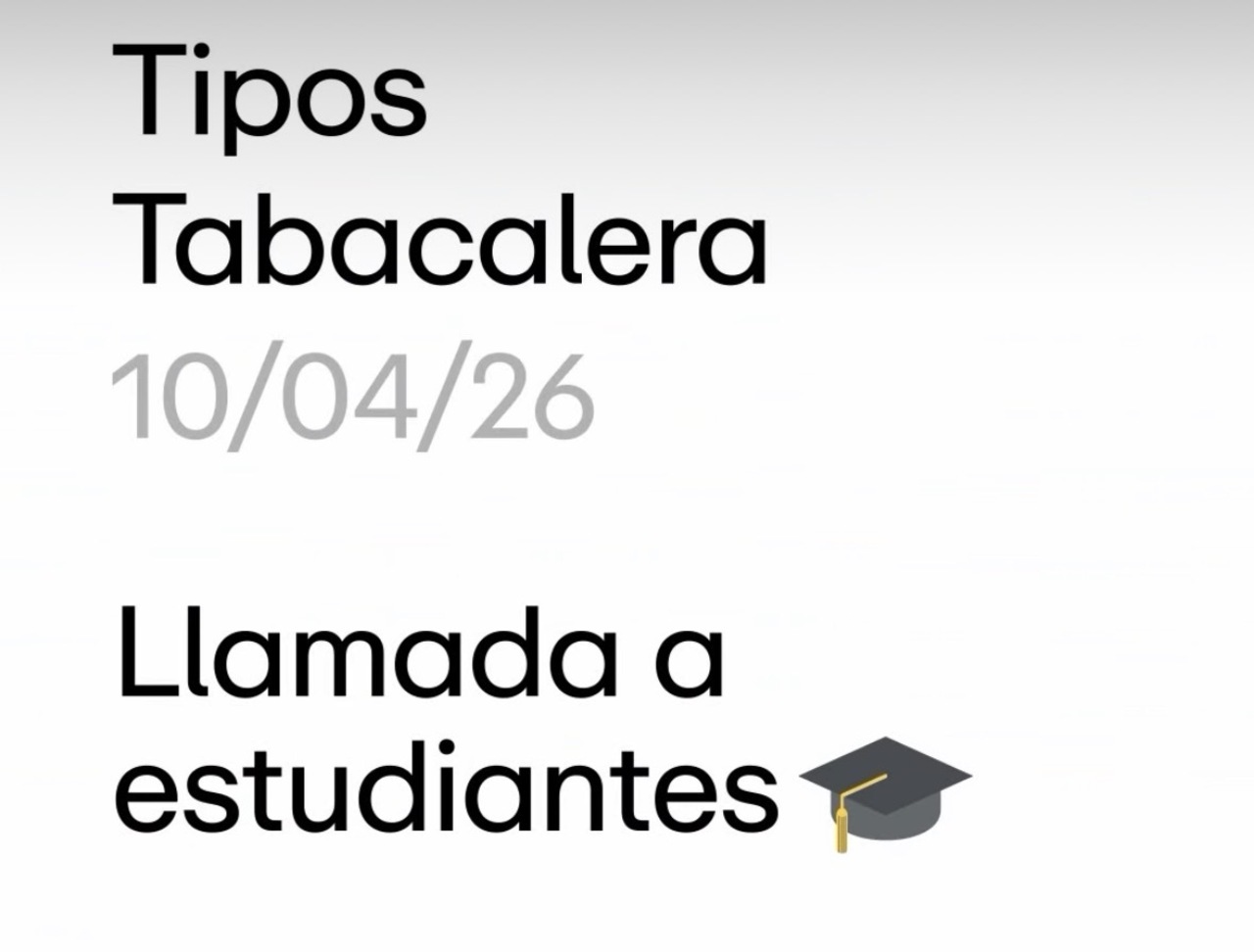 Tipos Tabacalera: llamada a estudiantes