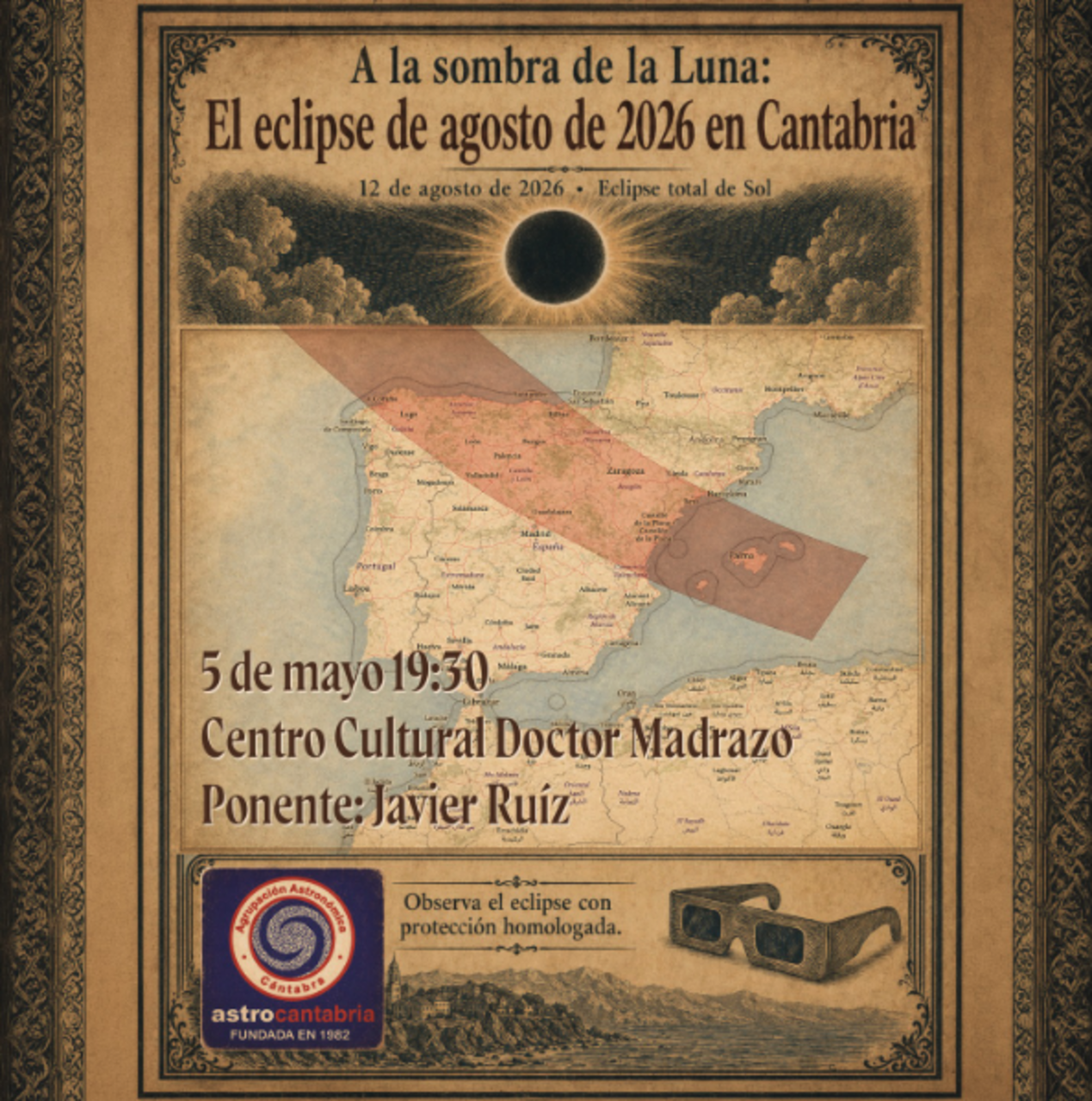 "A la sombra de la Luna: El eclipse de agosto de 2026", charla de AstroCantabria