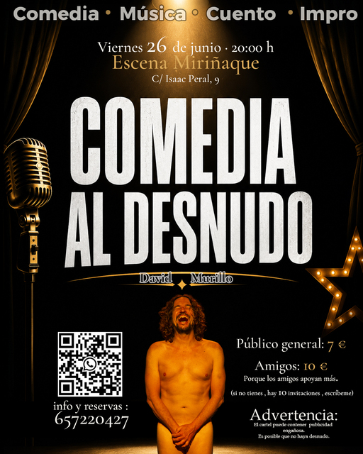"Comedia al Desnudo": humor, música e improvisación con David Murillo