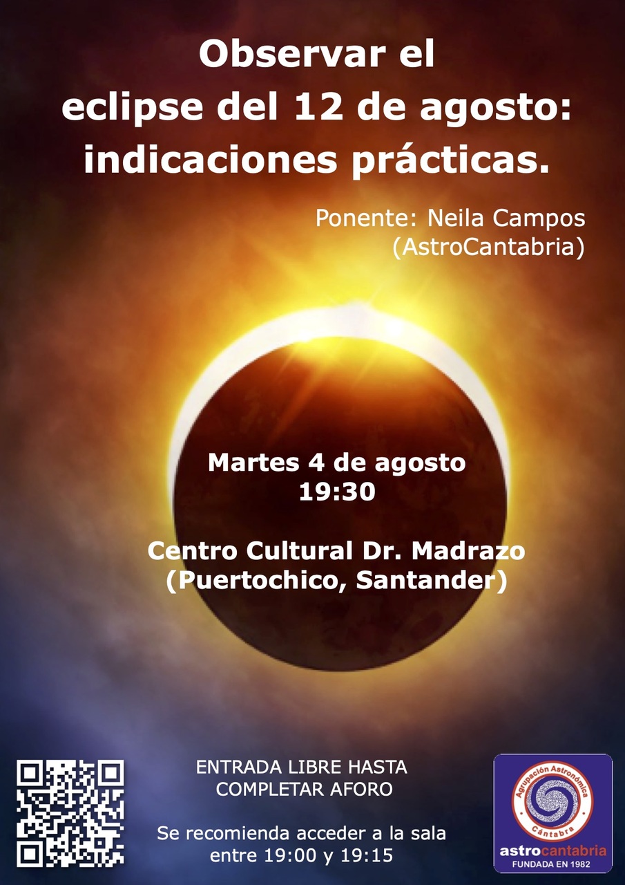 "Observar el eclipse del 12 de agosto: indicaciones prácticas", con AstroCantabria