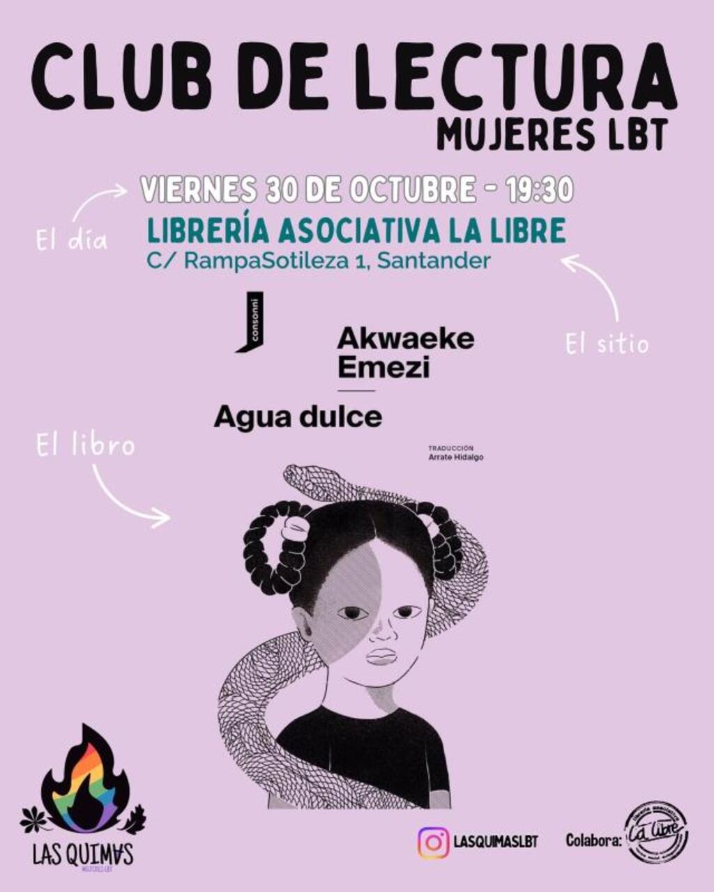 Club de lectura de Las Quimas, para mujeres LBT: "Agua dulce", de Akwaeke Emezi