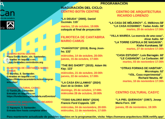 V Arquicines: Proyección de "Casa estudio" y "Le Cabanon"
