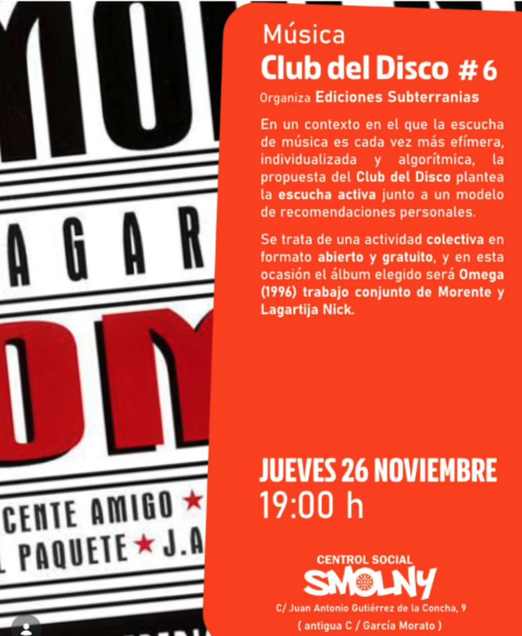 Club del Disco #6: "Omega", de Morente & Lagartija Nick