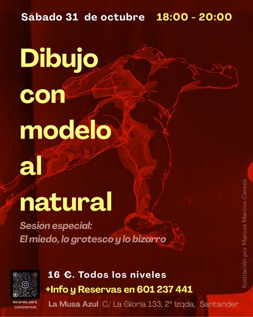 Sesión de dibujo con modelo al natural: sesión especial temática "El miedo, lo grotesco, la oscuridad y lo bizarro"