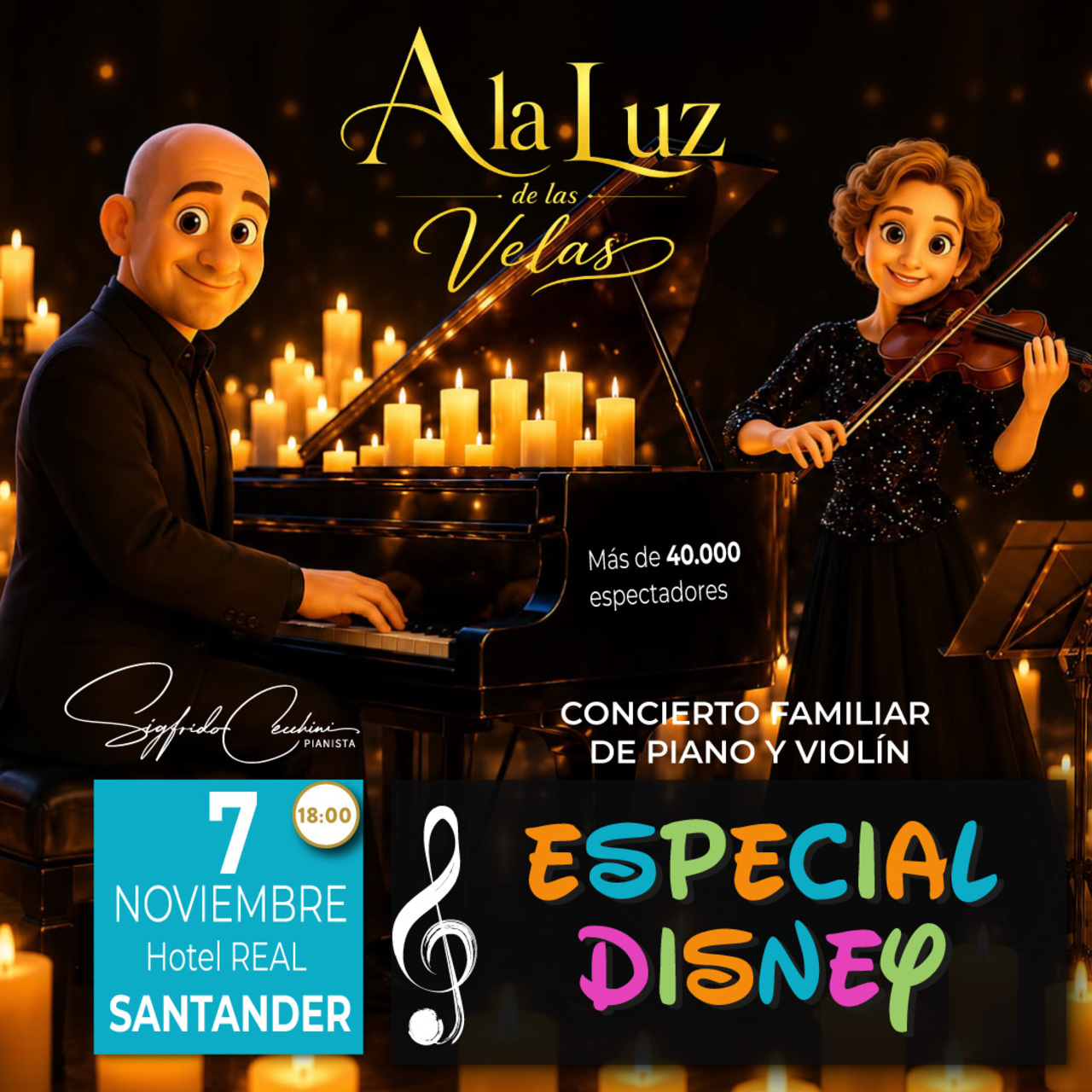 Concierto de piano y violín "A la Luz de las Velas". Especial Disney