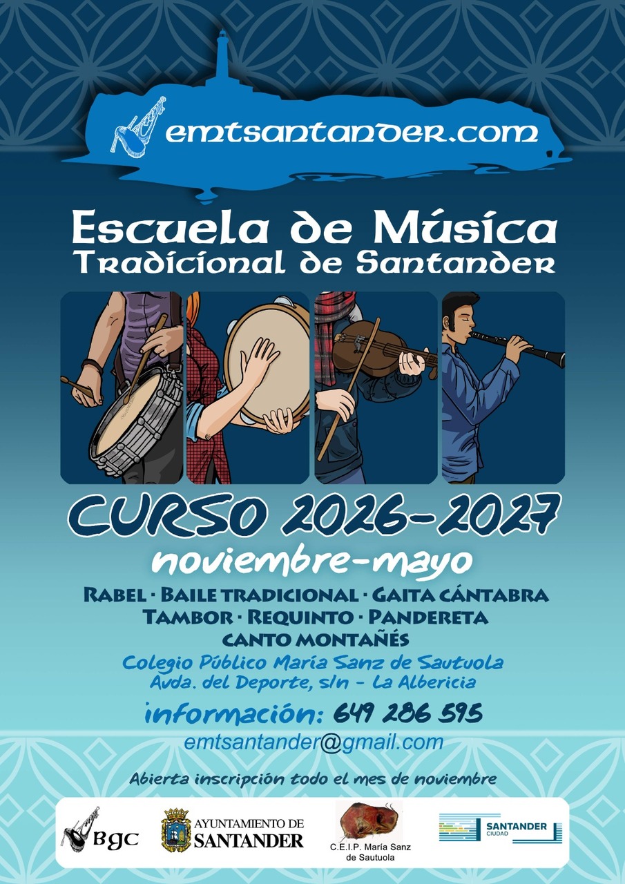 Escuela de Música Tradicional de Santander. Inscripciones para el curso 2026-2027