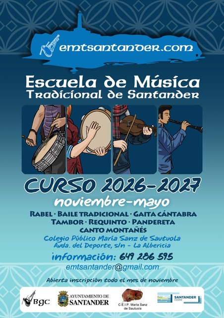 Escuela de Música Tradicional de Santander. Inscripciones para el curso 2026-2027