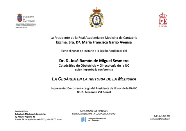 "La cesárea en la historia de la Medicina", por José Ramón de Miguel Sesmero